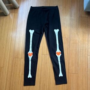 Cat & Jack Black Leggings with Skeleton and Orange Hearts